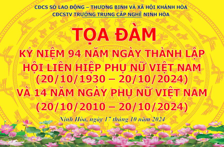  Tọa đàm kỷ niệm 94 năm ngày thành lập Hội Liên hiệp Phụ nữ Việt Nam (20/10/1930 – 20/10/2024) và 14 năm ngày Phụ nữ Việt Nam (20/10/2010 – 20/10/2024).